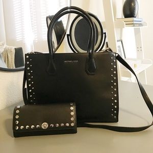Michael Kors large studded purse and wallet